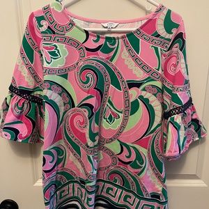 Crown & Ivy short sleeved multi colored knit top